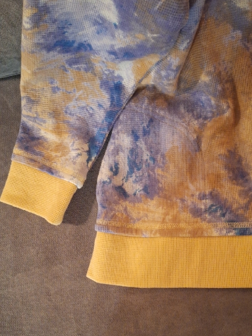 LOGO by Lori Goldstein Tie-Dye Zip Hoodie in Blue, Lavender and Mustard 2X - Picture 4 of 7